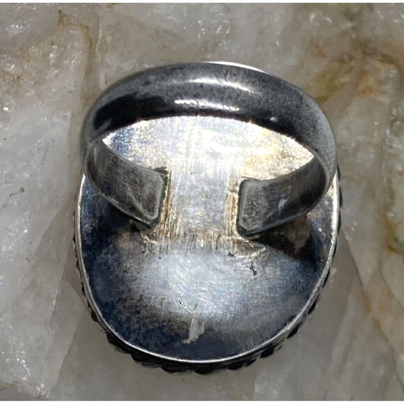 Vintage SW Style Brown Natural Stone Ring Size 6 Sterling Silver 925 Ring 7.8g - Picture 6 of 9